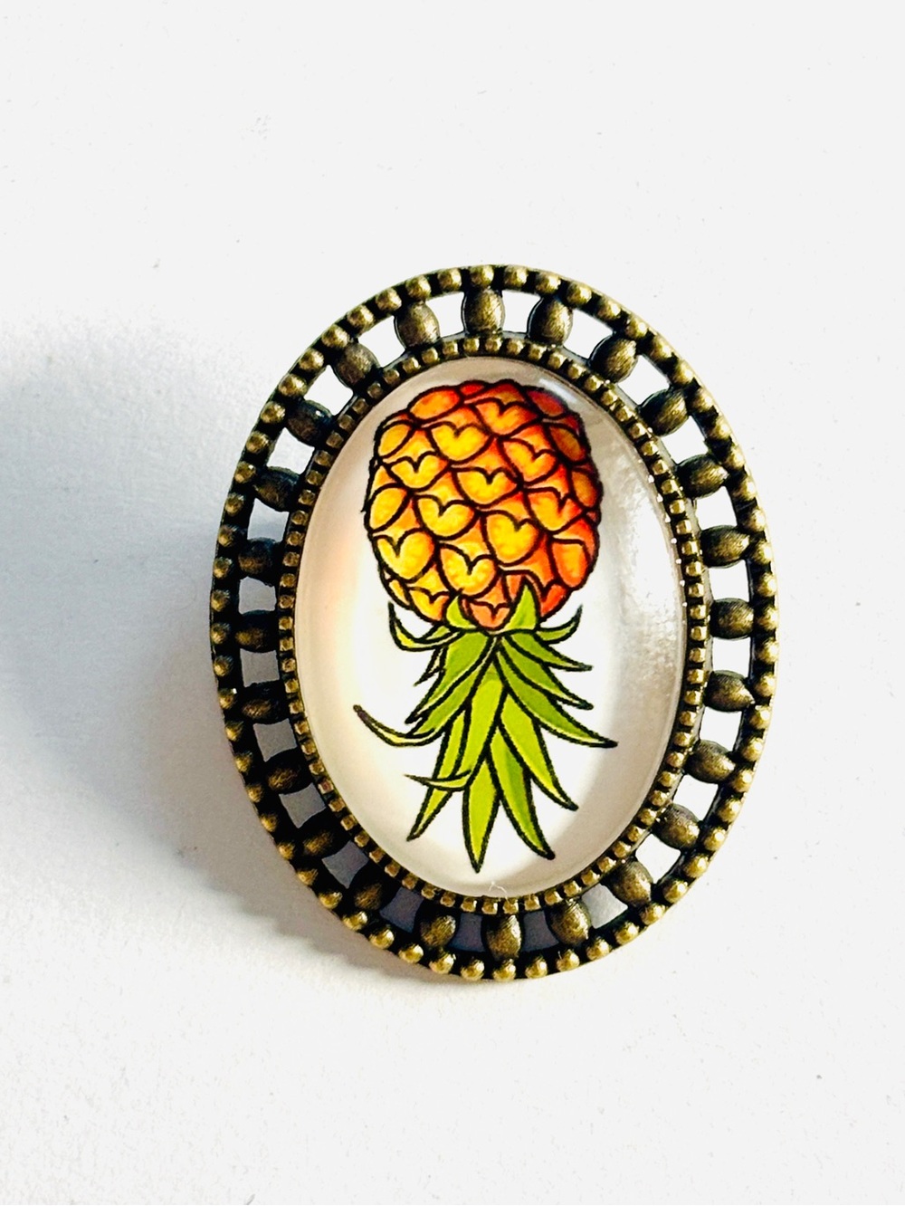 Upside Down Pineapple Retro Style Unisex Brooch, NWT